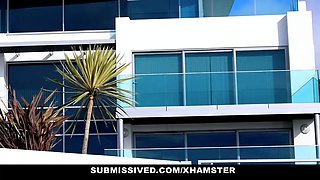 Submissived - hot brunette tethered & collared by dom