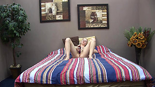 Blonde Slut Stretches Pussy Wide with Throbbing Dildo