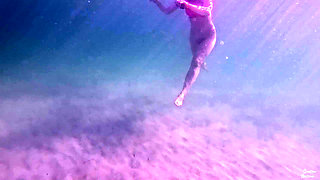 Amateur long legs perfect body girl's relaxing underwater swimming ASMR POV
