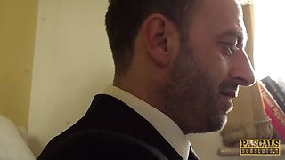 Subslut Montse Swinger gags on pecker before aggressive anal screw