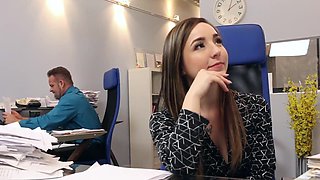 Bambi Brooks gets her big naturals sucked in the office by Tony D