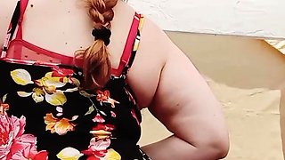 Redhead BBW with Big Boobs Blowjob Tittyjob Facial