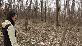 A Walk for Snowdrop Flowers Ended with a Blowjob in the Middle of the Forest - Black Lynn