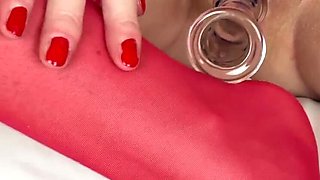 Mrs Mature Feet and her Glass Dildo – Busty Milf Plays With Her Wet Pussy