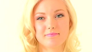 British busty blonde babe banged on casting