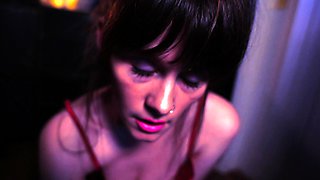 Cute horny teen brunette slut jerking