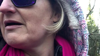 It’s Rather Nippy Out! Playing with My Boobs and Bush During a Freezing Walk in the Woods!
