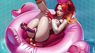 Wet pussy dildo fuck with Use Beads in ass 3d Horny Villa