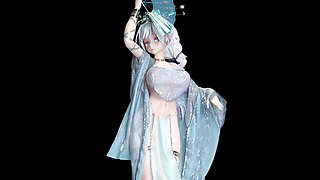 [mmd] Brilliance Sends Bright Moon Blue Erotic Hanfu Belly Pocket Ancient Style Striptease