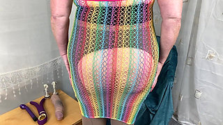 Mrs Mature Feet Shows off Her Open Crotch Girdle