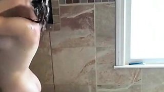 My Stepmom shaving and soaping (spy cam in shower)