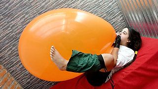 Videl From Dbz Blow and Ride a 36inch Big Balloon - Bunny Looner