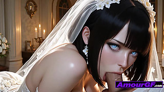 AI 3D Stunning Bride's White Dress Is Wrecked by Intense Facial Cumshots After Hard Ride