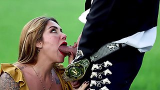 Bosomed hoe Sara Blonde gets properly fucked outdoors