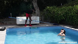 MILF babe Gina Ferocious fucked hardcore by her black pool boy
