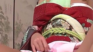 Sexy Japanese Girl Masturbates with Passion in Front of a Guy