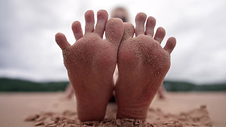 Worship My Feet on Public Beach and Get My Permission to Cum