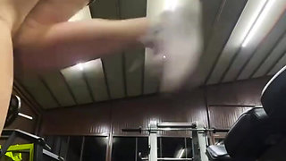 Hot Girl in the Gym Training and Play with Herself