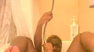 Kinky Ebony Blonde Dirty Pussy Play In Shower Until EXTREME Sensational Orgasm Climax