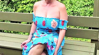 OnlyFans Voyeur look at MOMMY Enjoying the Summer Barbecuing Meat with her BIG TITS Out in the Sunshine