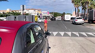 Morning Run Of Monika Fox Without Panties Through The