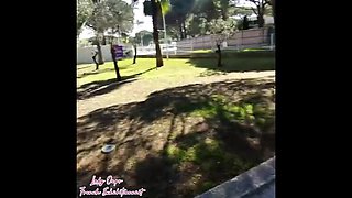 Outdoor Mini Skirt No Panties with Anal Plug
