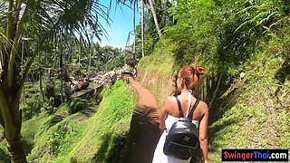 Big booty Thai girlfriend garden lovemaking