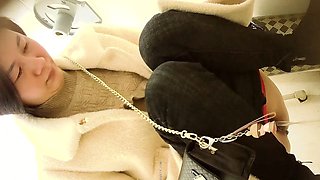 Cute amateur asian web cam girl playing with her toy