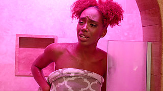 Ebony cutie Lacey London has fun with her dad's friend