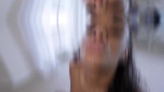 Two sexy teens Ameena Green and Kira Perez have fun with a bbc on a public bus