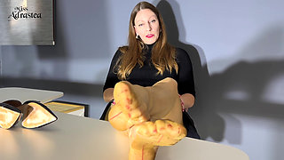Sniff My Wrinkled Soles and Cum on My Command! - Pantyhose Domination with Foot Worship, Jerk off Instruction and Cum Countdown