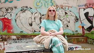 Blonde German Amateur Mia Adler Masturbates with Sex Toy on Kitchen Table - HD Solo