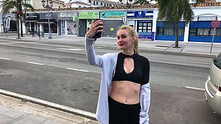 Amateur blonde paid money for anal sex in public