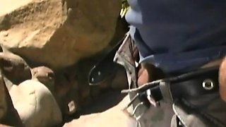 Hot teen takes old cock outdoors