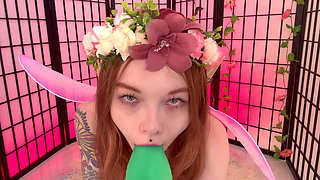 Naughty Little Elf Sucking Huge Dildo