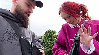 Eclipse Karma shows off her flashing tits while exploring the edge of the world