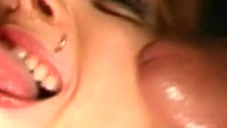 Nasty Brunette Gets Gangbanged and Facialed by a Crowd of Cocks