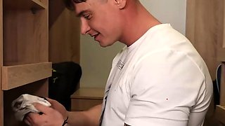 Panty thief trains a lesson with dual blowjob, 3some