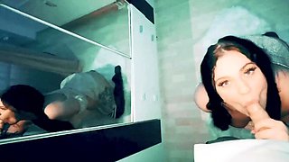 Brunette slut with perfect big boobs is alone