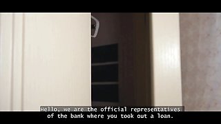Debt4k. hot debtor polly yangs is dancing for two debt collectors and then gets fucked in Double Penetration