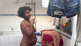 My big-ass stepmom helps me bathe and we end up having a rich threesome