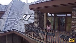 Old4k. mature man returns home to make his sensitive chick sated
