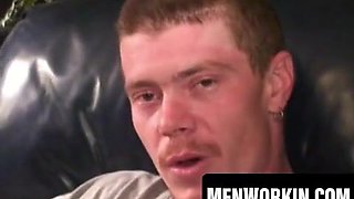 Raunchy dude drains off solo and pops all over himself