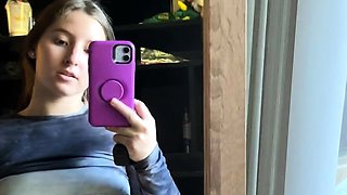 Lovely Amateur teen brunette masturbating outdoor