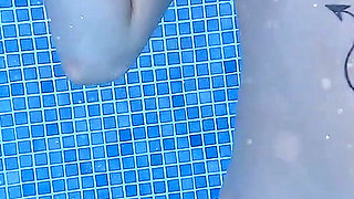 Nude Pool Tease and Masturbation While He Watches