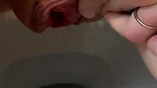 She pees in the toilet beautiful beautiful golden shower on toilet
