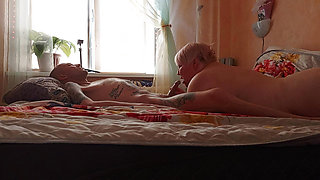 Mother-in-law does a deep cock sucking on her day off