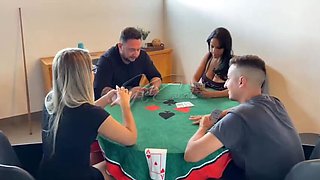 A steamy card game leads to a lesbian encounter between Kel Abate and Bruna Carlos! See more on RED.