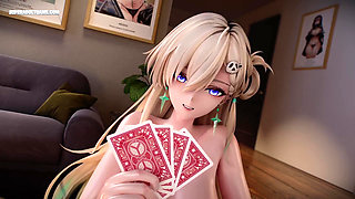 All In on Pleasure: Strip Poker Night Turns Into a Hardcore Threesome - 3D Animation