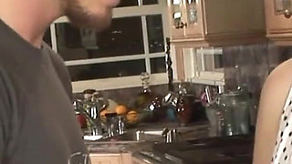Horny brunette teen swallows cum